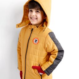 Babyhug Full Sleeves Hooded Padded Quilted Jacket - Mustard Yellow-image-40