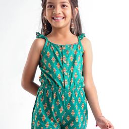 Babyhug 100% Cambric Sleeveless Printed Jumpsuit - Green.-image-72