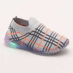 Priaansha Kids Checkered LED Slip On Shoes - Grey-image-31