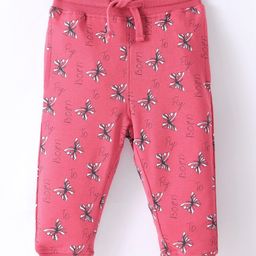 Doreme Single Jersey Knitted Full Length Lounge Pant With Butterfly Print - Pink-image-48