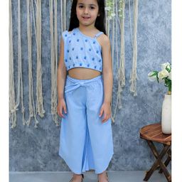 BownBee One Shoulder Floral Printed Top & Palazzo Set - Blue-picture-16