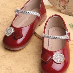 KIDLINGSS Glittered Beads & Charm Applique Detailed Mary Janes Ballerinas - Maroon-picture-36