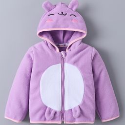 Kookie Kids Knit Full Sleeves Hooded Winter Jacket with 3D Applique - Purple-image-39