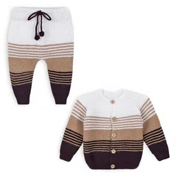 Windrop Solutions Full Sleeves Striped Crocheted Sweater With Coordinating Pajama Set - Multi Colour-picture-43