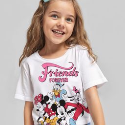 Babyhug Disney Single Jersey Knit Half Drop Shoulder Sleeves Oversized T-Shirt With Minnie Mouse Graphics - White-picture-19