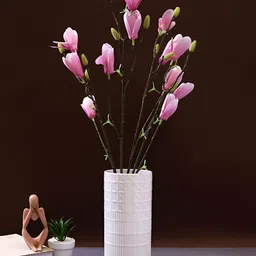 TAYHAA Pink 2 Pieces Magnolia Artificial Flower With Pot-image-18