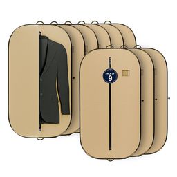 Kuber Industries Brown & Black 9 Pieces Textured Non-Woven Suit Organisers With Zip-0