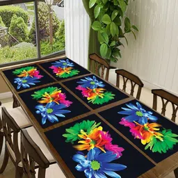 Aura 6Pcs Black & Blue Printed Table Placemats-image-56