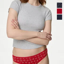 Marks & Spencer Women Pack Of 5 Printed Basic Briefs-picture-6