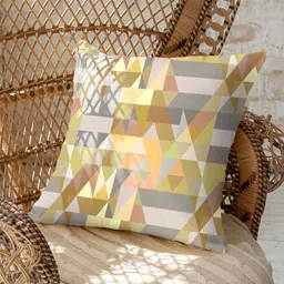 CASABLEU Ruga Yellow & Grey 2 Pieces Abstract Printed Square Cushion Covers-image-71