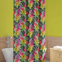 ArtzFolio Green & Pink Floral Printed Waterproof Shower Curtain-image-87