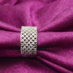 Zoey Silver-Plated Cubic Zirconia-Studded Adjustable Finger Ring-37