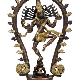 Exotic India Gold-Toned & Brown Lord Shiva as Nataraja Religious Idol Showpiece-image-57