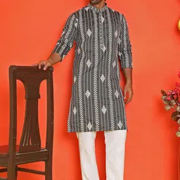 Jompers Men Embroidered Regular Mirror Work Kurta with Pyjamas-30