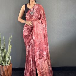 FLOURIOUS Tie and Dye Printed Pure Georgette Saree-27