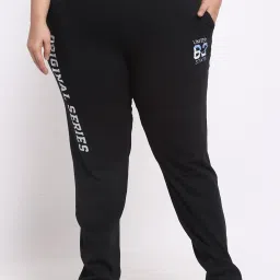 Women Solid Black Track Pants-image-1