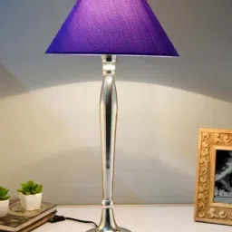 Homesake Silver Royal Ovoid Chrome Lamp with Blue Shade (Bulb Included) - Set of 1-11