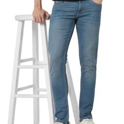 Peter England Blue Cotton Skinny Fit Solid Jeans-image-95