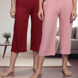 Kryptic Dusty Pink & Maroon Solid Capris - Pack Of 2-picture-38