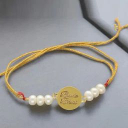 Sri Jagdamba Pearls 22kt Modern Design Bade Bhai Gold Rakhi-image-2