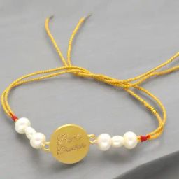 Sri Jagdamba Pearls 22kt Best Brother Designer Gold Rakhi-image-78