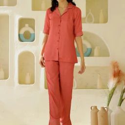 SAY Rust Printed Pyjamas Set-23