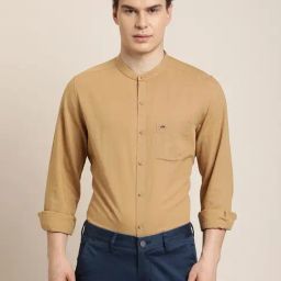 Turtle Brown Cotton Linen Slim Fit Shirt-picture-23