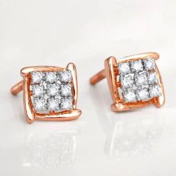 GIVA 14k Rose Gold Sparkling Square Lab Grown Diamond Earrings-image-64