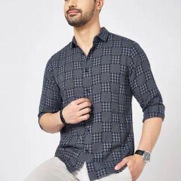 Byford by Pantaloons Blue Ribbon Cotton Slim fit Self  Shirts-image-31