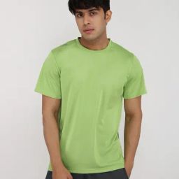 Dida Green Polyster Regular Fit Solid T-Shirt-image-17