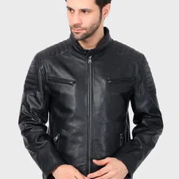Justanned Men Leather Biker Jacket-image-87