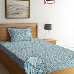 Myntra Elegant Homes Grey Abstract Printed 300 TC Single Bedsheet Set 2.20 m x 1.50 m-image-8
