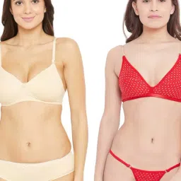 N-Gal Cream & Red Printed Bra & Panty Set (Pack Of 2)-picture-11