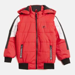 Okane Kids Red Solid Full Sleeves Bomber Jacket-image-18
