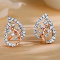 GIVA 18k Rose Gold Leafy Love Lab Grown Diamond Earrings-35