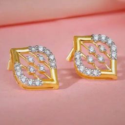 GIVA 14k Yellow Gold Blad Lab Grown Diamond Earrings-image-78