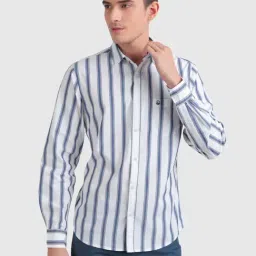 United Colors of Benetton Blue Slim Fit Striped Shirt-picture-23