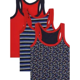 Bodycare Kids Multicolored Cotton Printed Vest (Pack of 3)-12