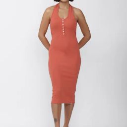 Forever 21 Peach Cotton Regular Fit Midi Dress-picture-1