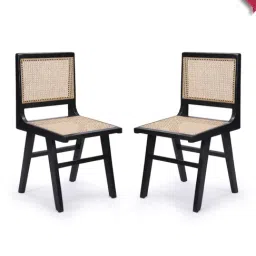 ExclusiveLane Finesse Cream Sheesham Wood Handcrafted Dining Chairs - Set of 2 Black Finish-picture-22