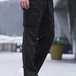 VOGAAN Men Relaxed Cargos Trousers-image-3