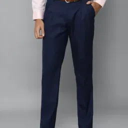 Louis Philippe Navy Blue Regular Fit Checks Trousers-picture-16