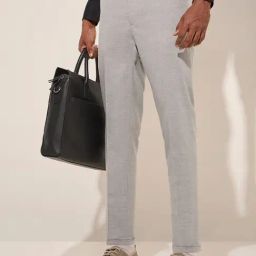WES Formals by Westside Grey Slim-Fit Mid-Rise Trousers-picture-8