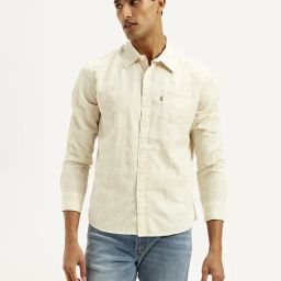 Levi's Beige Cotton Slim Fit Self Pattern Shirt-image-25