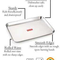 HAZEL Silver Stainless Steel Rectangular Serving Trays - Set of 2 image 2