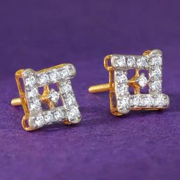 GIVA 18k Yellow Gold Square Sensation Lab Grown Diamond Stud Earrings-image-55