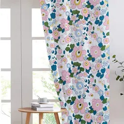 ANA Pink & Blue Floral Room Darkening Long Door Curtain-image-72