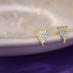 GIVA 14k Yellow Gold Trilliant Lab Grown Diamond Earrings-image-8