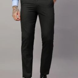 Cantabil Dark Grey Regular Fit Checks Trousers-image-31