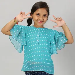 Kiddopanti Kids Turquoise Printed Top-image-19